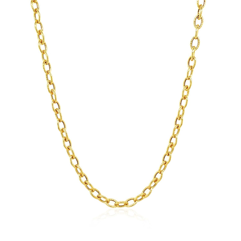 3.5mm 14k Yellow Gold Pendant Chain with Textured Links - Premium Chains - Just $548.99! Shop now at Pulse Designer Fashion