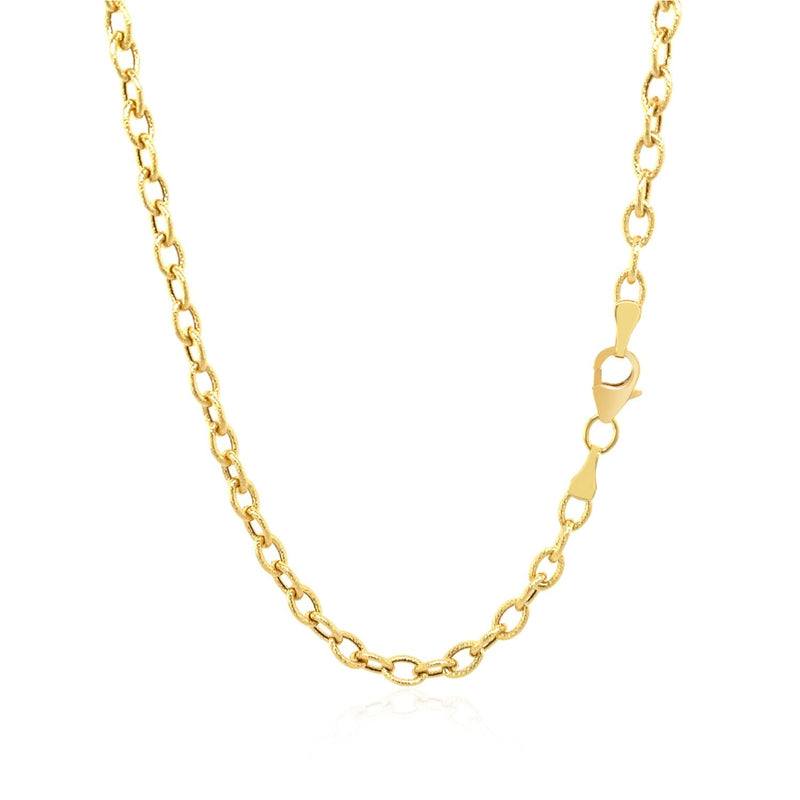 3.5mm 14k Yellow Gold Pendant Chain with Textured Links - Premium Chains - Just $548.99! Shop now at Pulse Designer Fashion