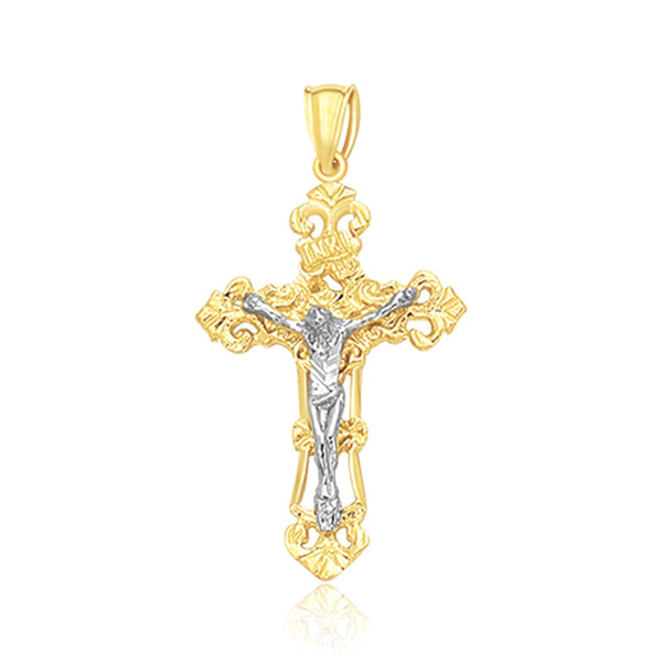 14k Two Tone Gold Cross Pendant - Premium Pendants - Just $323.99! Shop now at Pulse Designer Fashion