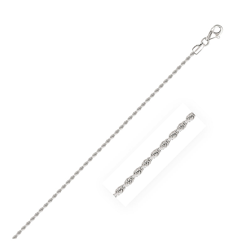 2.0mm 14k White Gold Solid Diamond Cut Rope Chain - Premium Chains - Just $463.99! Shop now at Pulse Designer Fashion