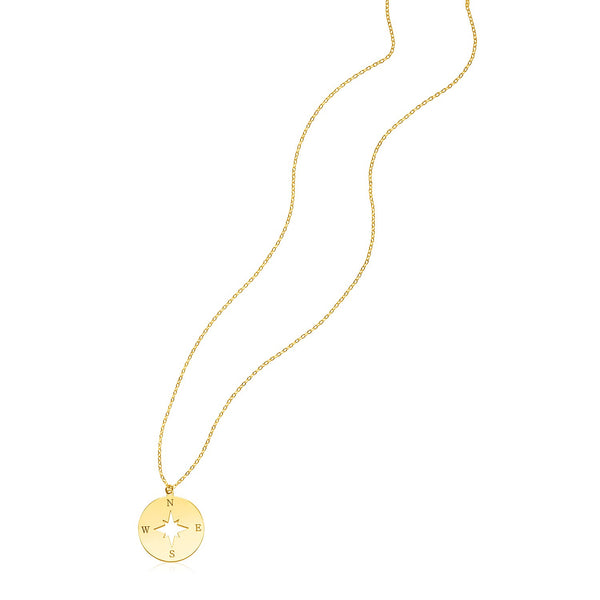 14K Yellow Gold Necklace with Compass - Premium Necklaces - Just $274.99! Shop now at Pulse Designer Fashion