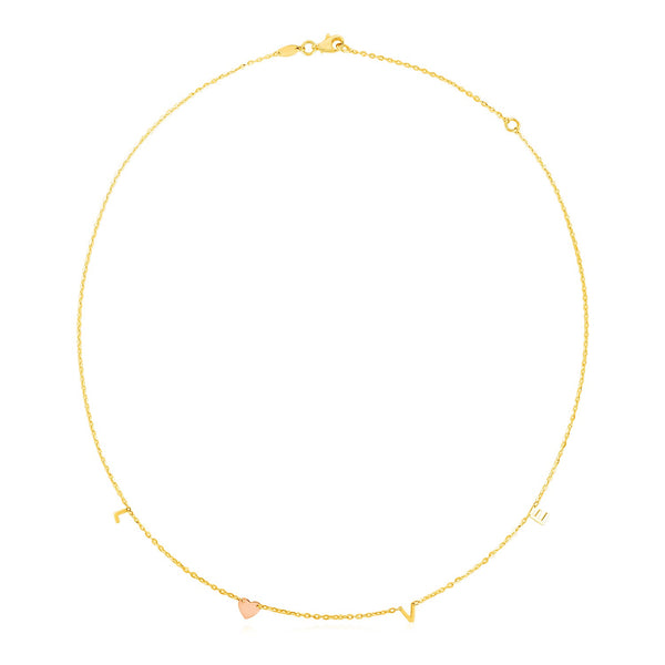 14k Two Tone Gold Love Necklace - Premium Necklaces - Just $451.99! Shop now at Pulse Designer Fashion