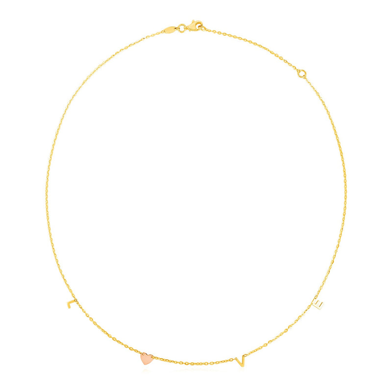 14k Two Tone Gold Love Necklace - Premium Necklaces - Just $451.99! Shop now at Pulse Designer Fashion