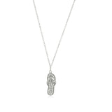 Sterling Silver Flip Flop Necklace with Cubic Zirconias - Premium Necklaces - Just $93.99! Shop now at Pulse Designer Fashion