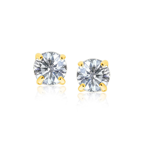 14k Yellow Gold 8.0mm Round CZ Stud Earrings - Premium Earrings - Just $149.99! Shop now at Pulse Designer Fashion