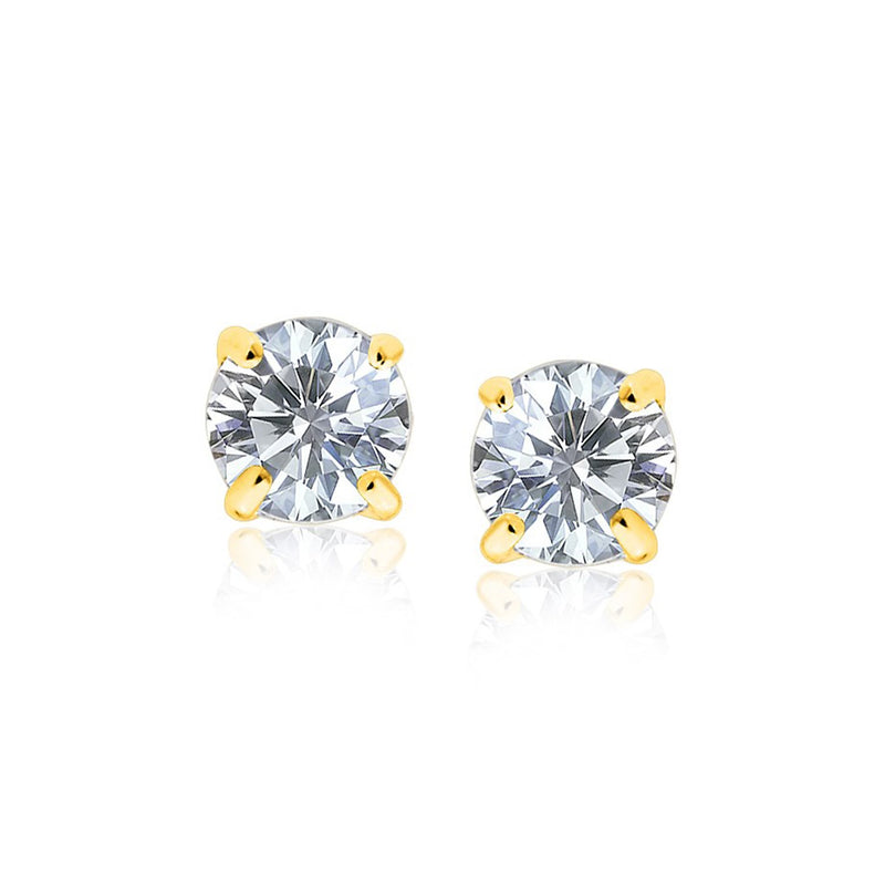 14k Yellow Gold 8.0mm Round CZ Stud Earrings - Premium Earrings - Just $149.99! Shop now at Pulse Designer Fashion