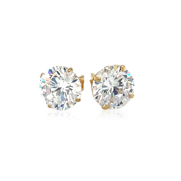 14k Yellow Gold 8.0mm Round CZ Stud Earrings - Premium Earrings - Just $149.99! Shop now at Pulse Designer Fashion