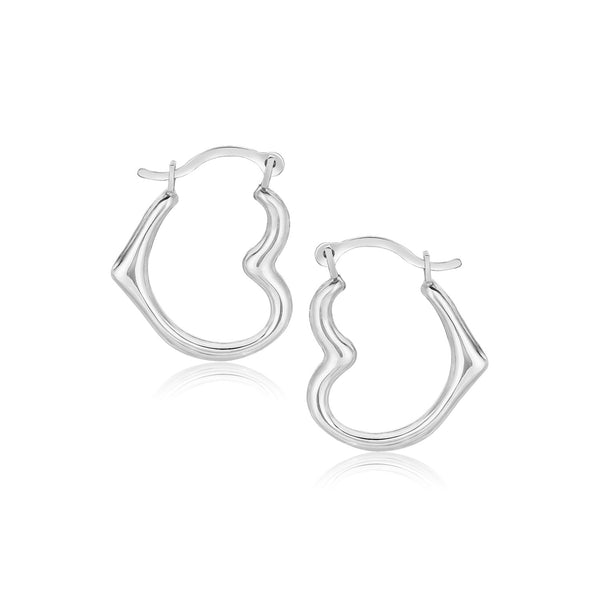 10k White Gold Heart Hoop Earrings - Premium Earrings - Just $91.99! Shop now at Pulse Designer Fashion