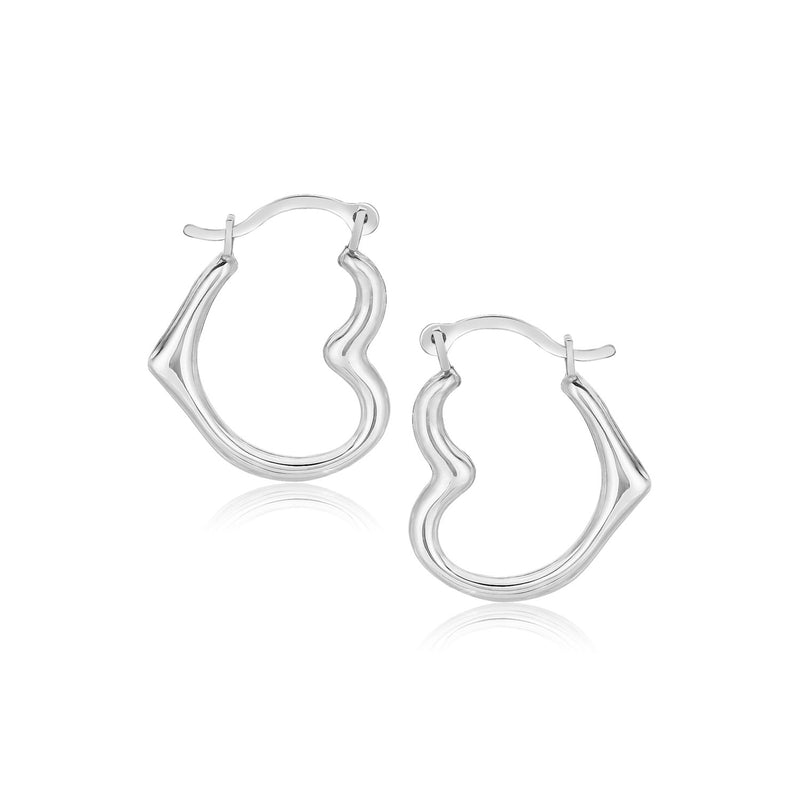 10k White Gold Heart Hoop Earrings - Premium Earrings - Just $91.99! Shop now at Pulse Designer Fashion