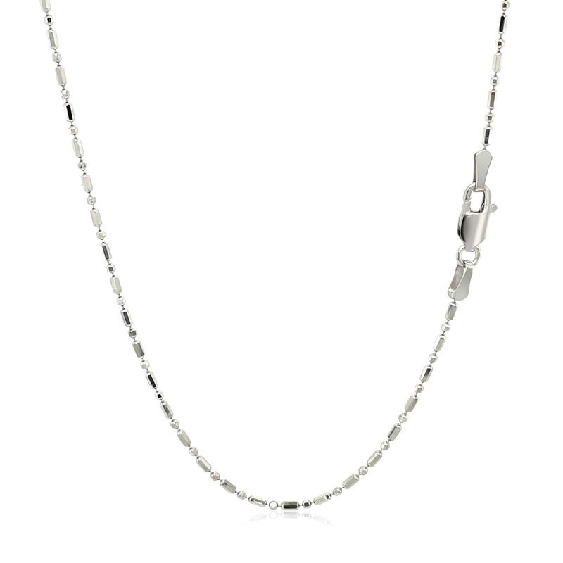 14k White Gold Diamond-Cut Alternating Bead Chain 1.2mm - Premium Chains - Just $333.99! Shop now at Pulse Designer Fashion