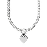 Sterling Silver Rolo Chain  with a Heart Toggle Charm and Rhodium Plating - Premium Necklaces - Just $447.99! Shop now at Pulse Designer Fashion