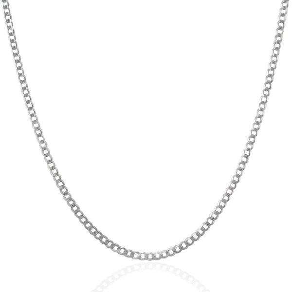 2.6mm 14k White Gold Solid Curb Chain - Premium Chains - Just $565.99! Shop now at Pulse Designer Fashion