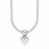 Sterling Silver Rhodium Plated Rolo Chain Necklace with a Heart Toggle Charm - Premium Necklaces - Just $247.99! Shop now at Pulse Designer Fashion