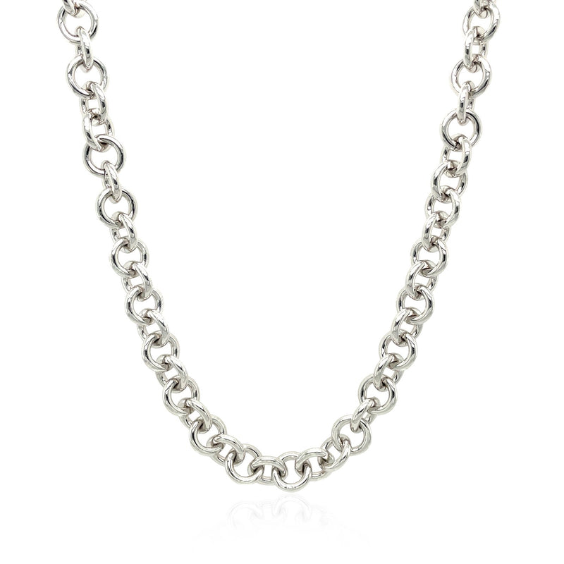 Sterling Silver Rhodium Plated Rolo Chain Necklace with a Heart Toggle Charm - Premium Necklaces - Just $247.99! Shop now at Pulse Designer Fashion