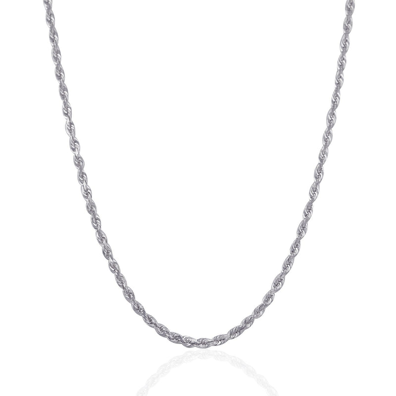 3.0mm 14k White Gold Solid Diamond Cut Rope Chain - Premium Chains - Just $1544.99! Shop now at Pulse Designer Fashion