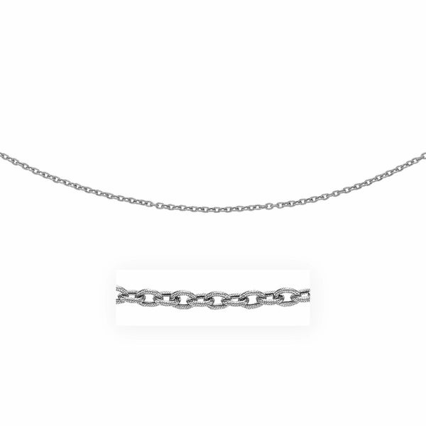 3.5mm 14k White Gold Pendant Chain with Textured Links - Premium Chains - Just $633.99! Shop now at Pulse Designer Fashion