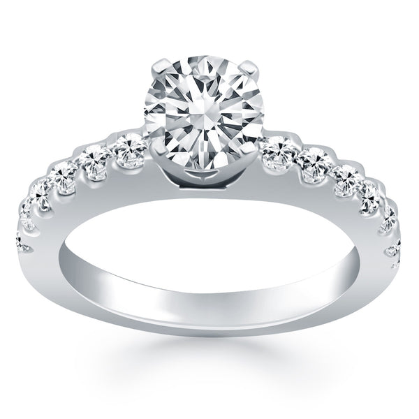 14k White Gold Diamond Micro Prong Cathedral Engagement Ring - Premium Rings - Just $4838.99! Shop now at Pulse Designer Fashion