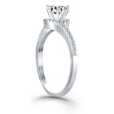 14k White Gold Bypass Swirl Diamond Halo Engagement Ring - Premium Rings - Just $3712.99! Shop now at Pulse Designer Fashion