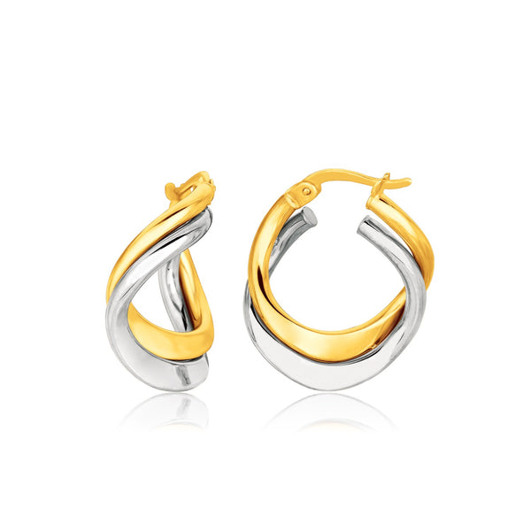 14k Two Tone Gold Earrings in Fancy Double Twist Style - Premium Earrings - Just $450.99! Shop now at Pulse Designer Fashion