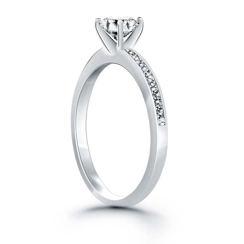 14k White Gold Engagement Ring with Diamond Channel Set Band - Premium Rings - Just $3712.99! Shop now at Pulse Designer Fashion