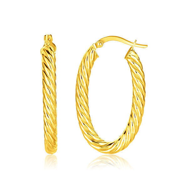 14k Yellow Gold Twisted Cable Oval Hoop Earrings - Premium Earrings - Just $633.99! Shop now at Pulse Designer Fashion