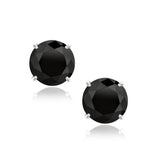 14k White Gold 8.0mm Round Black CZ Stud Earrings - Premium Earrings - Just $152.99! Shop now at Pulse Designer Fashion