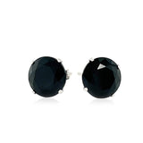 14k White Gold 8.0mm Round Black CZ Stud Earrings - Premium Earrings - Just $152.99! Shop now at Pulse Designer Fashion