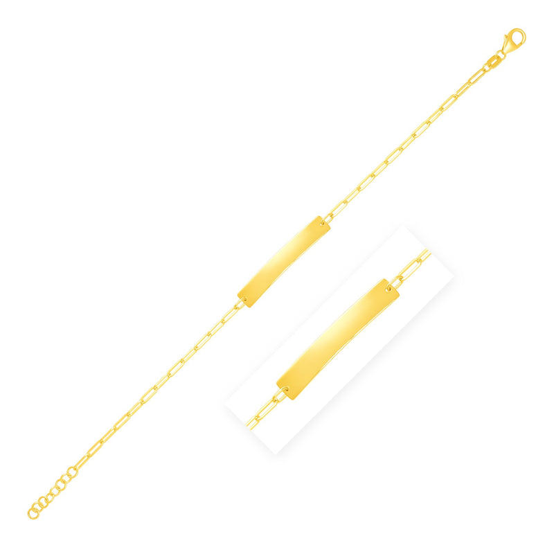 14k Yellow Gold 7 inch Paperclip Chain Bracelet with Bar - Premium Bracelets - Just $382.99! Shop now at Pulse Designer Fashion