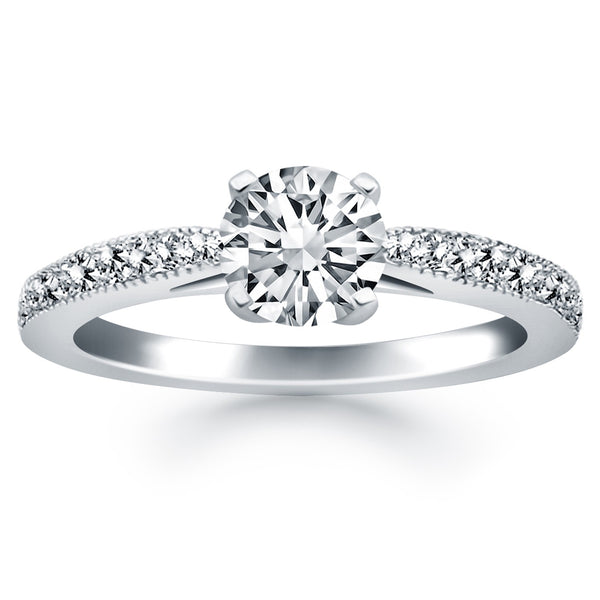 14k White Gold Diamond Pave Cathedral Engagement Ring - Premium Rings - Just $3712.99! Shop now at Pulse Designer Fashion