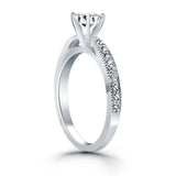 14k White Gold Diamond Pave Cathedral Engagement Ring - Premium Rings - Just $3712.99! Shop now at Pulse Designer Fashion