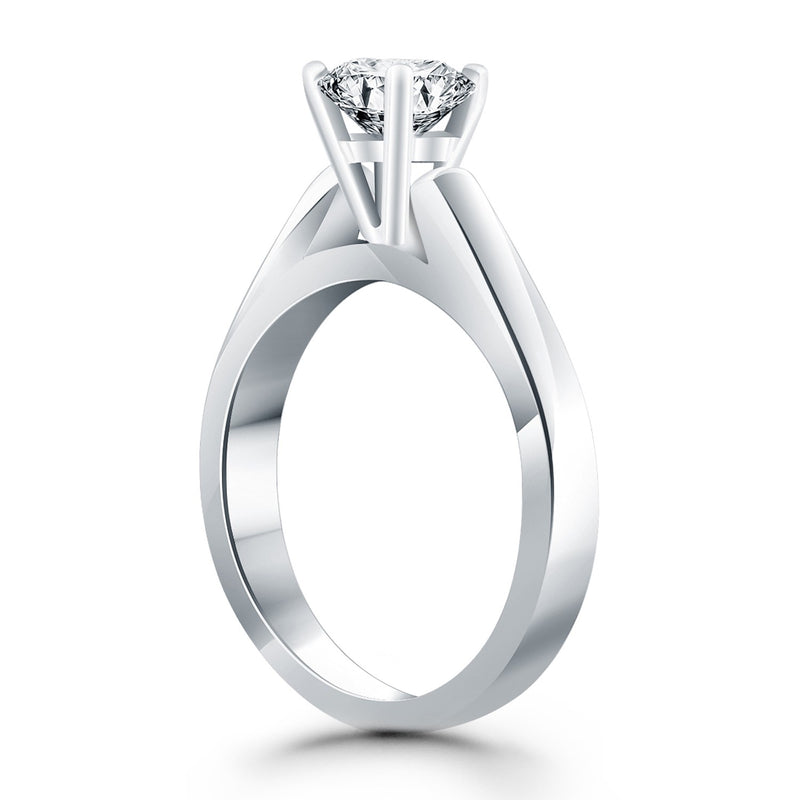 14k White Gold Wide Cathedral Solitaire Engagement Ring - Premium Rings - Just $3489.99! Shop now at Pulse Designer Fashion