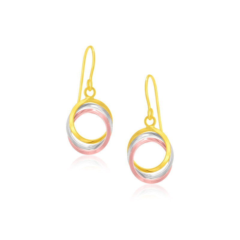 14k Tri-Color Gold Open Entwined Ring Earrings - Premium Earrings - Just $212.99! Shop now at Pulse Designer Fashion