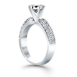 14k White Gold Triple Row Pave Diamond Engagement Ring - Premium Rings - Just $5176.99! Shop now at Pulse Designer Fashion