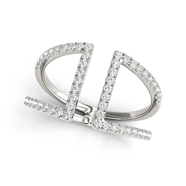 14k White Gold Open Style Dual Band Ring with Diamonds (1/2 cttw) - Premium Rings - Just $2273.99! Shop now at Pulse Designer Fashion