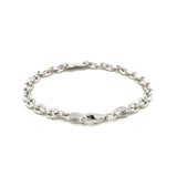 Sterling Silver Rhodium Plated Chain Bracelet with a Flat Heart Station - Premium Bracelets - Just $82.99! Shop now at Pulse Designer Fashion