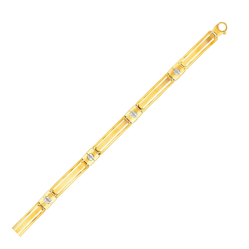 14k Two-Tone Gold Men's Bracelet with Screw Head Motif Accents - Premium Bracelets - Just $1954.99! Shop now at Pulse Designer Fashion