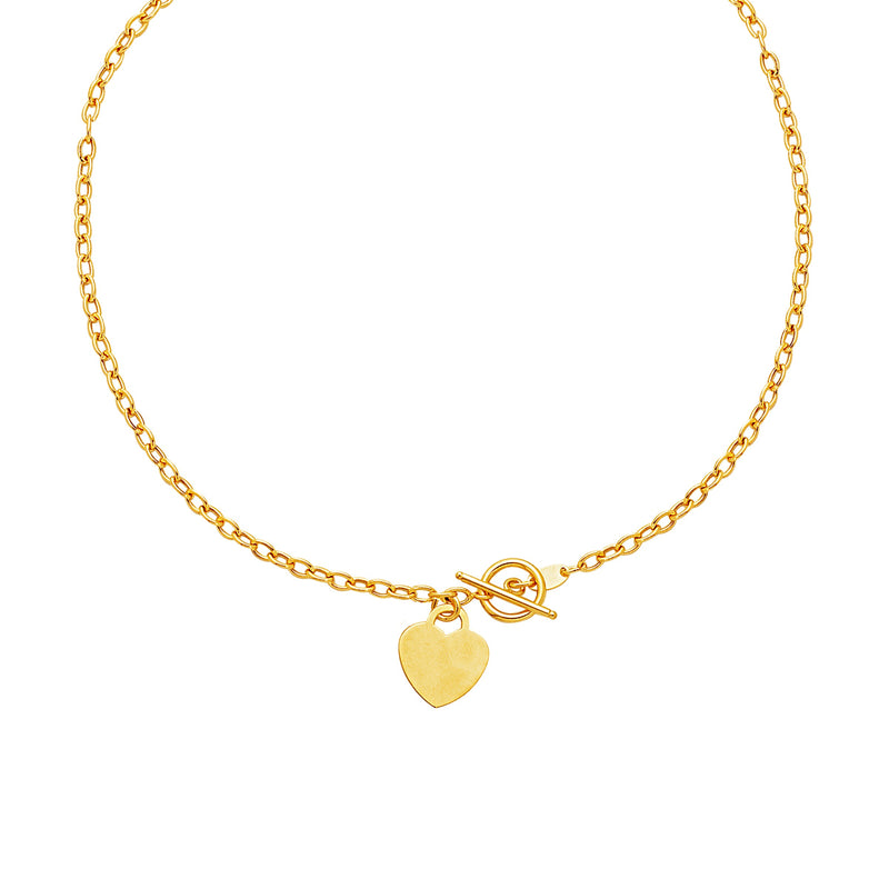 Toggle Necklace with Heart Charm in 14k Yellow Gold - Premium Necklaces - Just $856.99! Shop now at Pulse Designer Fashion