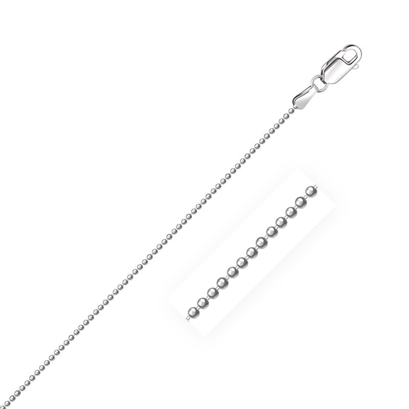 Sterling Silver Rhodium Plated Bead Chain 1.2mm - Premium Chains - Just $22.99! Shop now at Pulse Designer Fashion