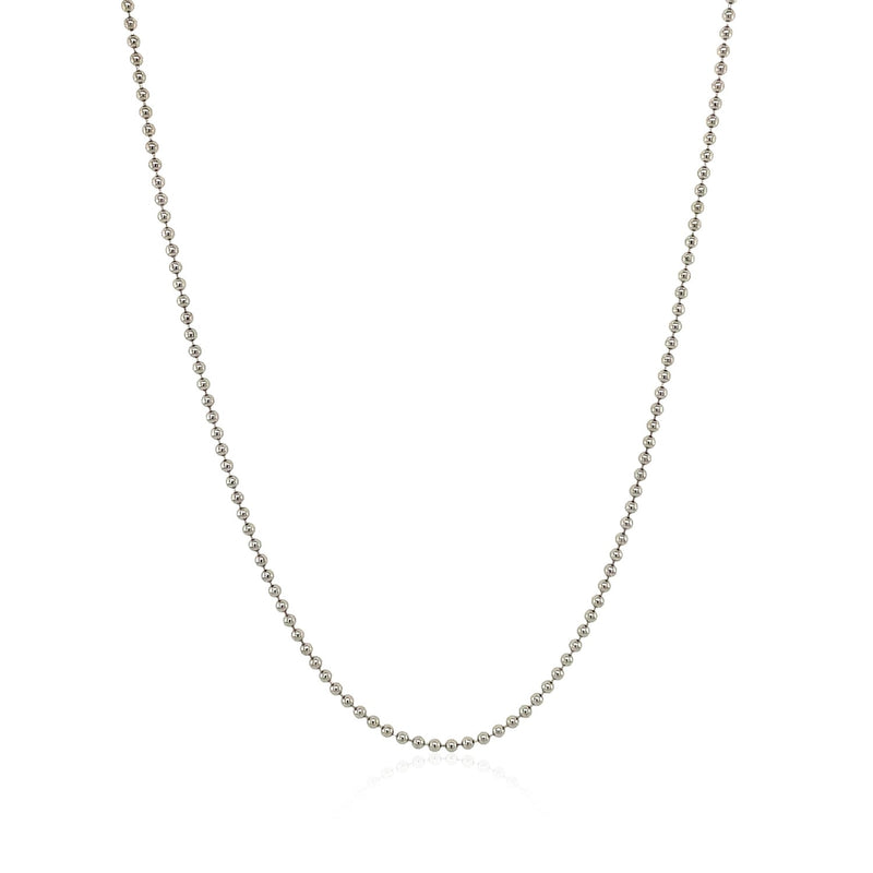 Sterling Silver Rhodium Plated Bead Chain 1.2mm - Premium Chains - Just $22.99! Shop now at Pulse Designer Fashion