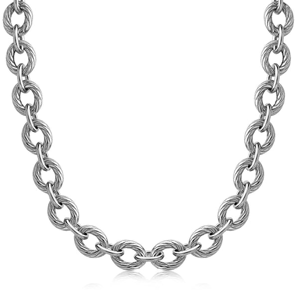 Sterling Silver Chain  Rhodium Plated Necklace with Diamond Cuts (39.0g) - Premium Necklaces - Just $478.99! Shop now at Pulse Designer Fashion