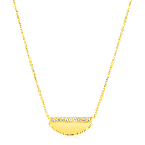 14K Yellow Gold Half Moon Necklace with Diamonds - Premium Necklaces - Just $732.99! Shop now at Pulse Designer Fashion