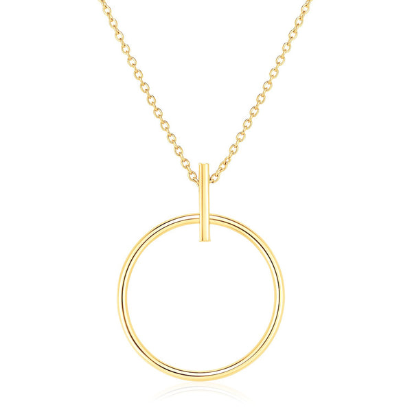 14k Yellow Gold 17 inch Necklace with Polished Ring Pendant - Premium Necklaces - Just $534.99! Shop now at Pulse Designer Fashion