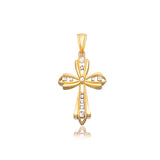 14k Two-Tone Gold Fancy Cross Pendant with Diamond Cuts - Premium Pendants - Just $323.99! Shop now at Pulse Designer Fashion