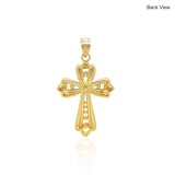 14k Two-Tone Gold Fancy Cross Pendant with Diamond Cuts - Premium Pendants - Just $323.99! Shop now at Pulse Designer Fashion