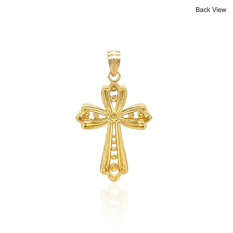 14k Two-Tone Gold Fancy Cross Pendant with Diamond Cuts - Premium Pendants - Just $323.99! Shop now at Pulse Designer Fashion