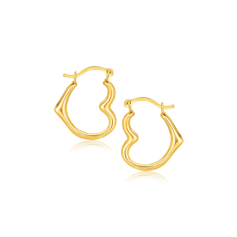 10k Yellow Gold Heart Hoop Earrings - Premium Earrings - Just $75.99! Shop now at Pulse Designer Fashion