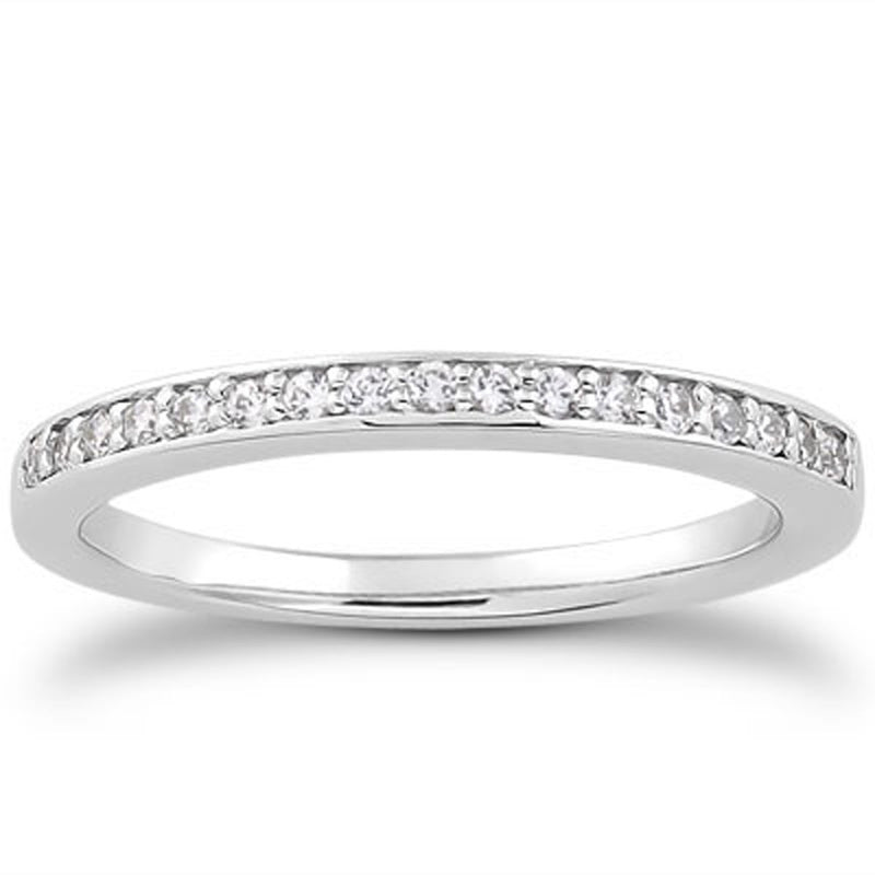 14k White Gold Micro-pave Flat Sided Diamond Wedding Ring Band - Premium Rings - Just $1277.99! Shop now at Pulse Designer Fashion