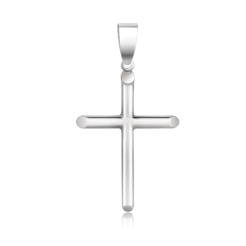 14k White Gold Slim Cross with Tapered Ends Pendant - Premium Pendants - Just $234.99! Shop now at Pulse Designer Fashion