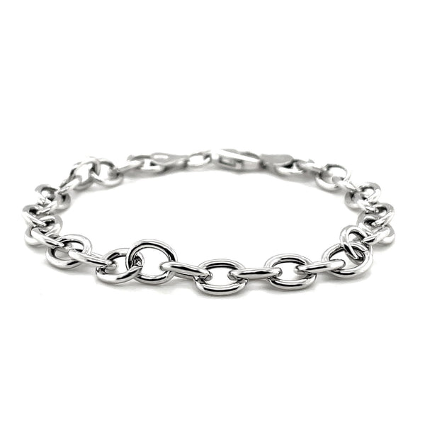 Sterling Silver Rhodium Plated Fancy Charm Bracelet - Premium Bracelets - Just $59.99! Shop now at Pulse Designer Fashion