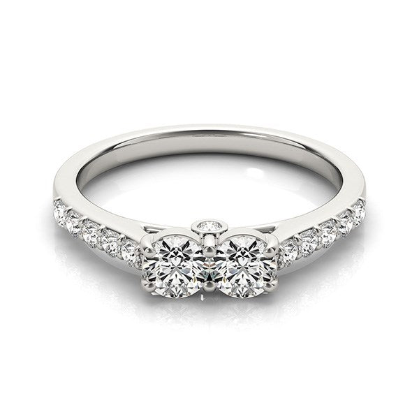 14k White Gold Round Two Stone Diamond Ring (3/4 cttw) - Premium Rings - Just $3935.99! Shop now at Pulse Designer Fashion